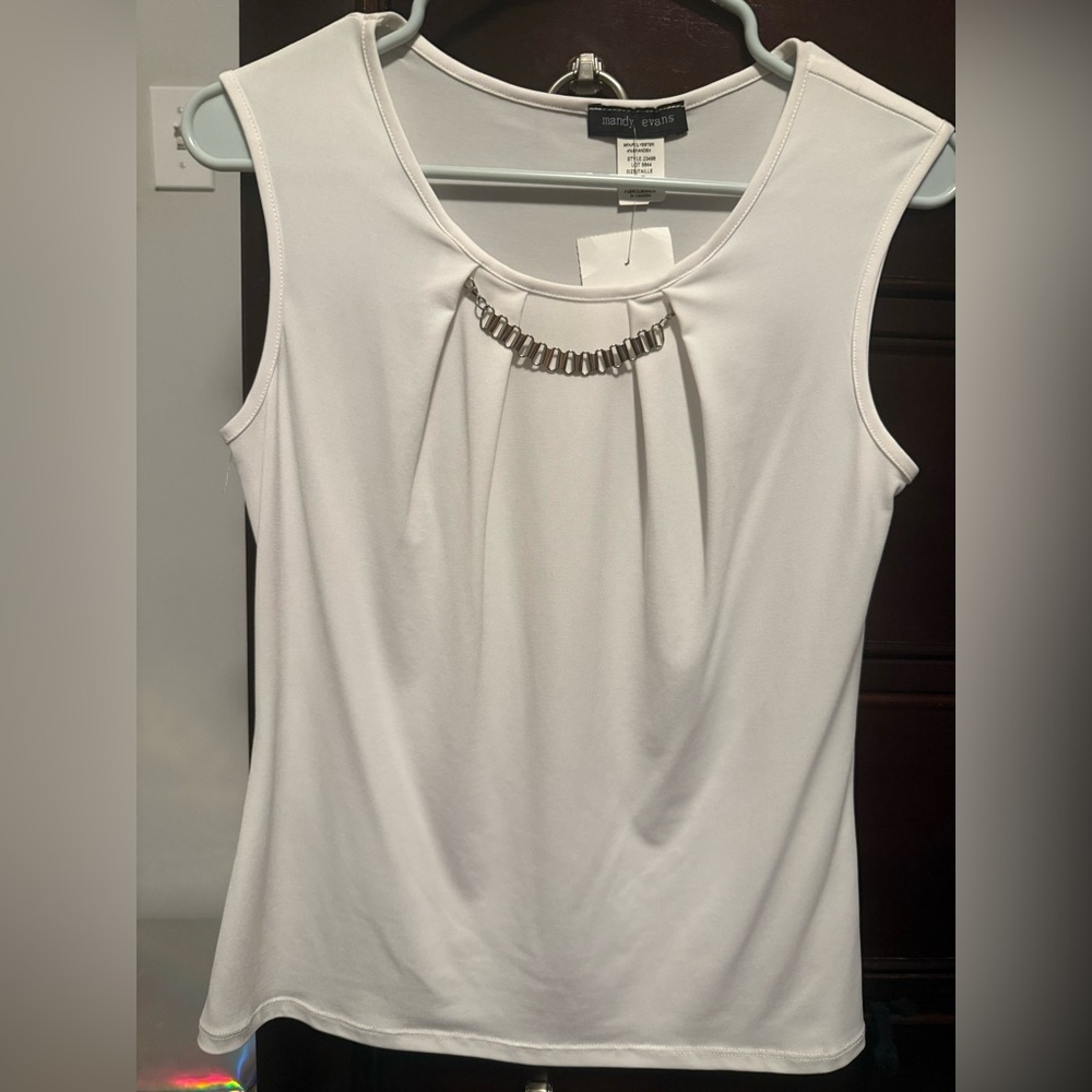 Mandy Evan’s White Embellished Sleeveless Blouse